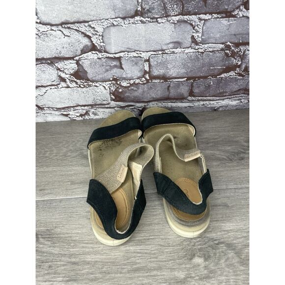 Ecco Flowt 2 Black Gray Leather Strappy Slip On Comfort Sandals Women Sz 39EU/8M - Picture 5 of 16